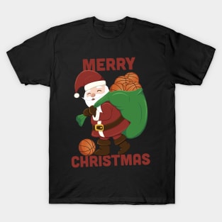 Santa Claus brings Basketball for Basketball Fans Merry Christmas T-Shirt